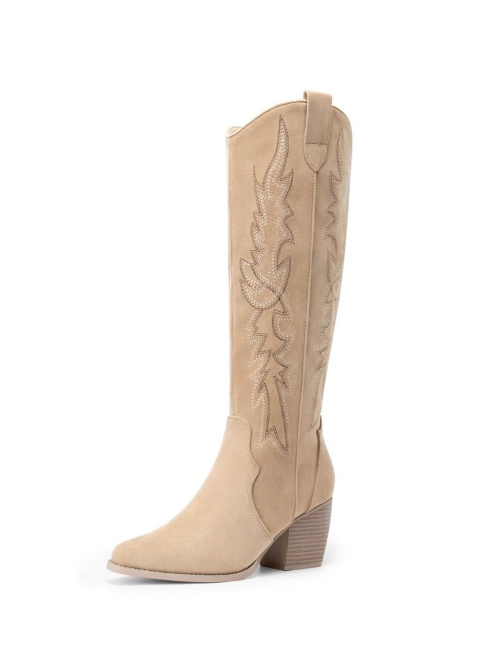Womens Cowboy Knee High Chunky Heel Boots